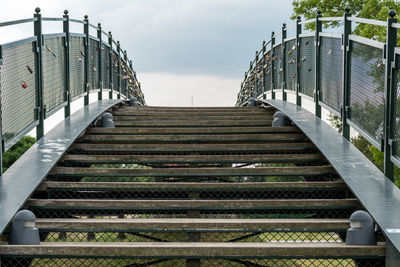 Low angle view of staircase against sky