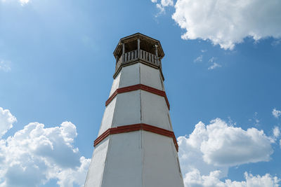 The old lighthouse against the blue sky