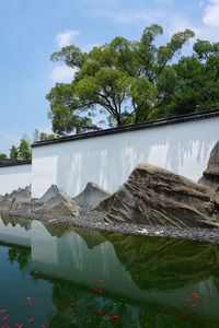 Scenic view of lake against sky