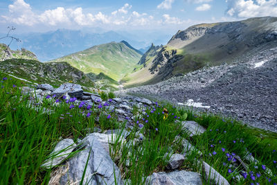 Scenic view of mountains against sky