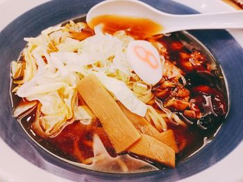 High angle view of breakfast served in bowl