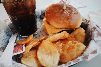 Close-up of burger on plate