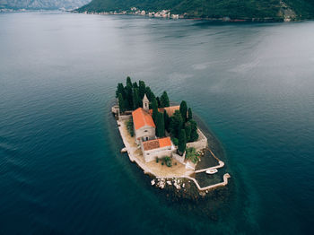 High angle view of boat in sea