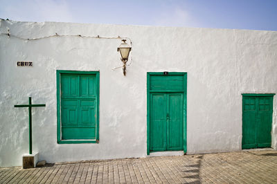 Closed door of building