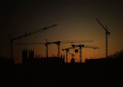 Construction site at sunset