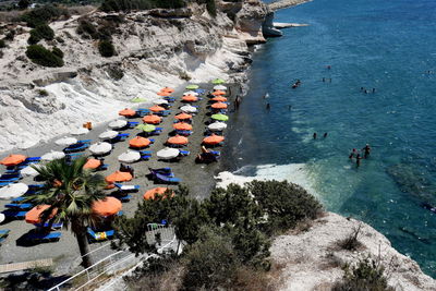 High angle view of people on beach