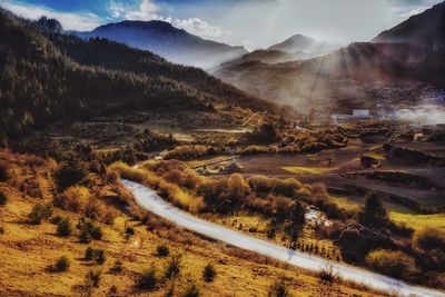 Country road passing through mountains