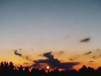 Silhouette trees against sky during sunset