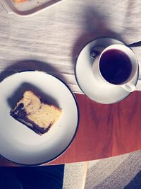 High angle view of breakfast on table