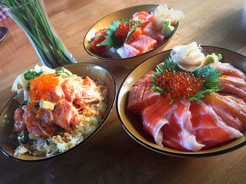 Close-up of served food in plate