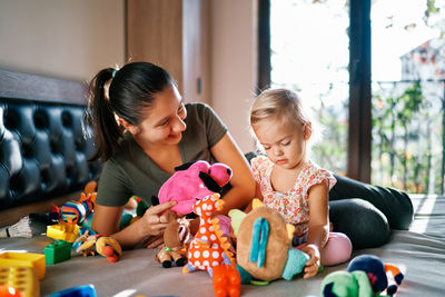 Mother and daughter at home