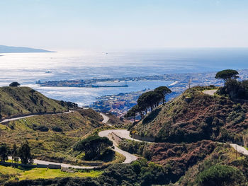 High angle view of sea against sky