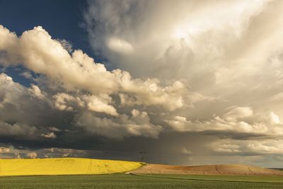 Scenic view of landscape against sky during sunset