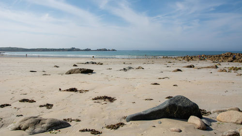 Scenic view of beach against sky