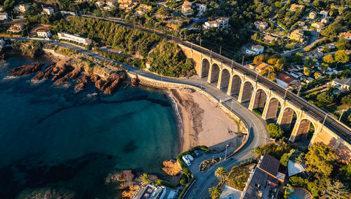 High angle view of bridge over river