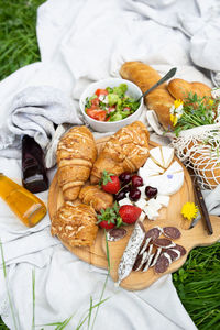 High angle view of food in plate on table