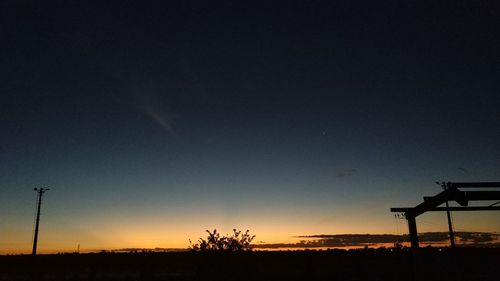 Scenic view of silhouette field against sky at sunset