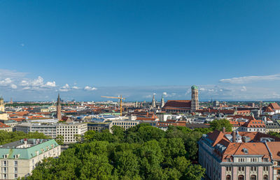 High angle view of townscape against sky