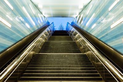 Low angle view of staircase in subway