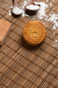 High angle view of bread on table