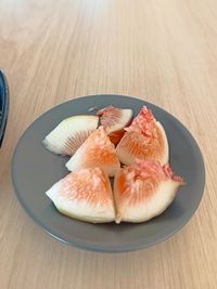 High angle view of food in plate on table