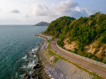 High angle view of sea against sky