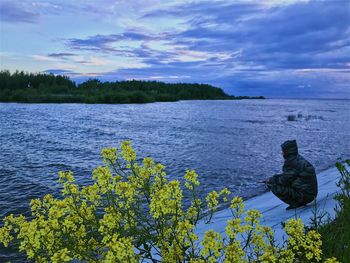 Scenic view of lake against sky