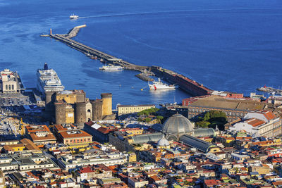 High angle view of buildings in city