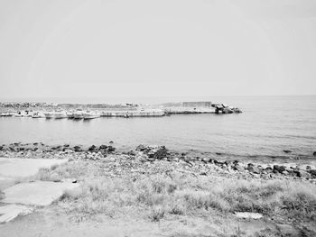 Scenic view of sea against clear sky