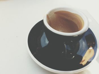 Close-up of coffee cup on table