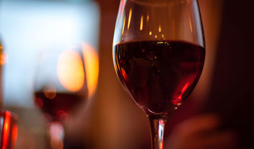 Close-up of beer in glass