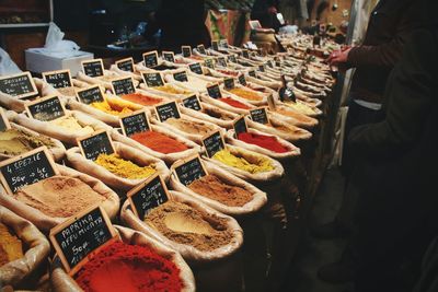 Variety of spices in market