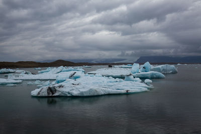 Scenic view of frozen sea against sky