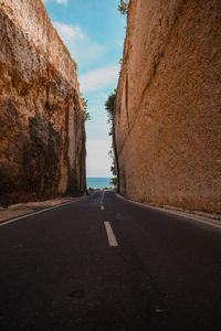 Road amidst rock formations