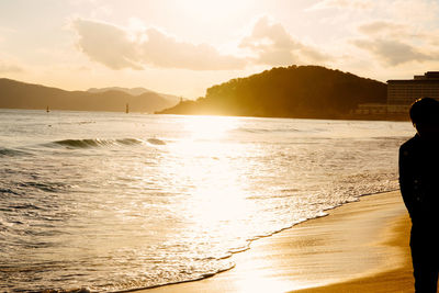 View of beach at sunset