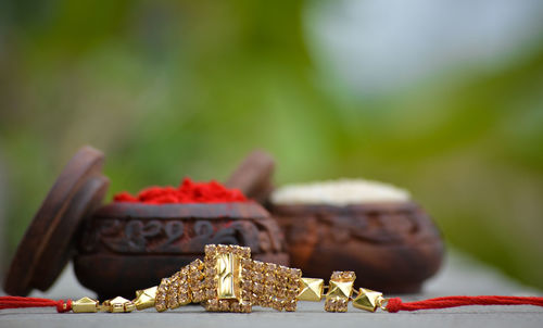 Close-up of cake on table
