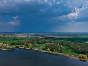 Scenic view of lake against sky