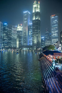 Illuminated cityscape at night