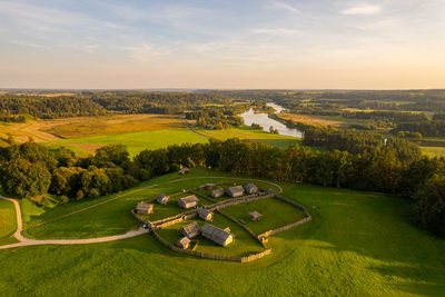 High angle view of landscape against sky