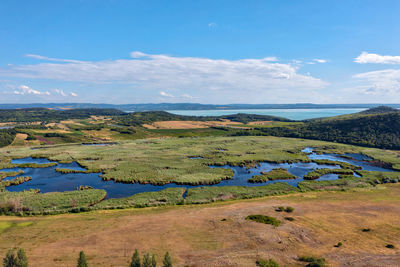 Hungary - tihany peninsula from drone view