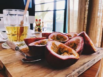 Close-up of food on table