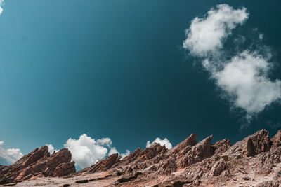 Low angle view of rock formations against sky