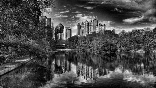 Reflection of buildings in water