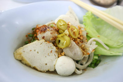 Close-up of food served in plate