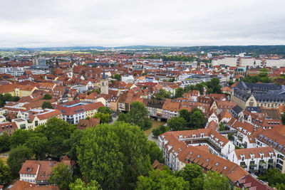 High angle view of townscape against sky