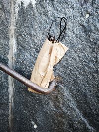 High angle view of clothes drying on wall