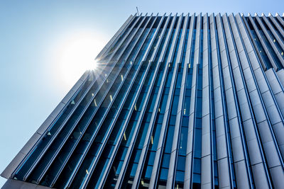 Low angle view of modern building against clear sky