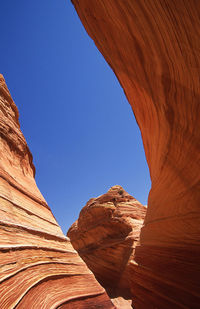 Low angle view of rock formations