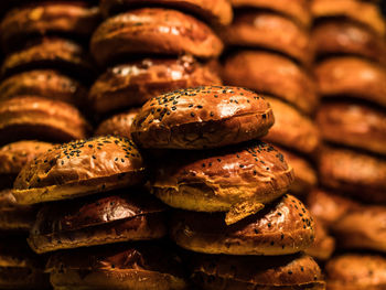 Full frame shot of bread on table