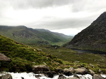 Scenic view of mountains against sky